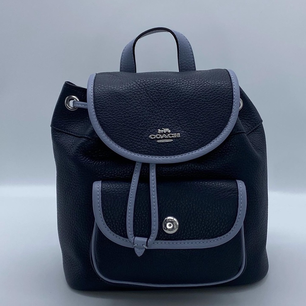 Coach Pennie Backpack 22 Silver/Midnight Multi Drawstring Multifunction Pockets